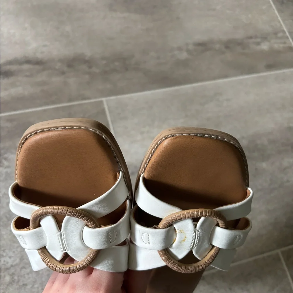 A New Day White Slide Sandals with Tan Ring Detail - Picture 4 of 6